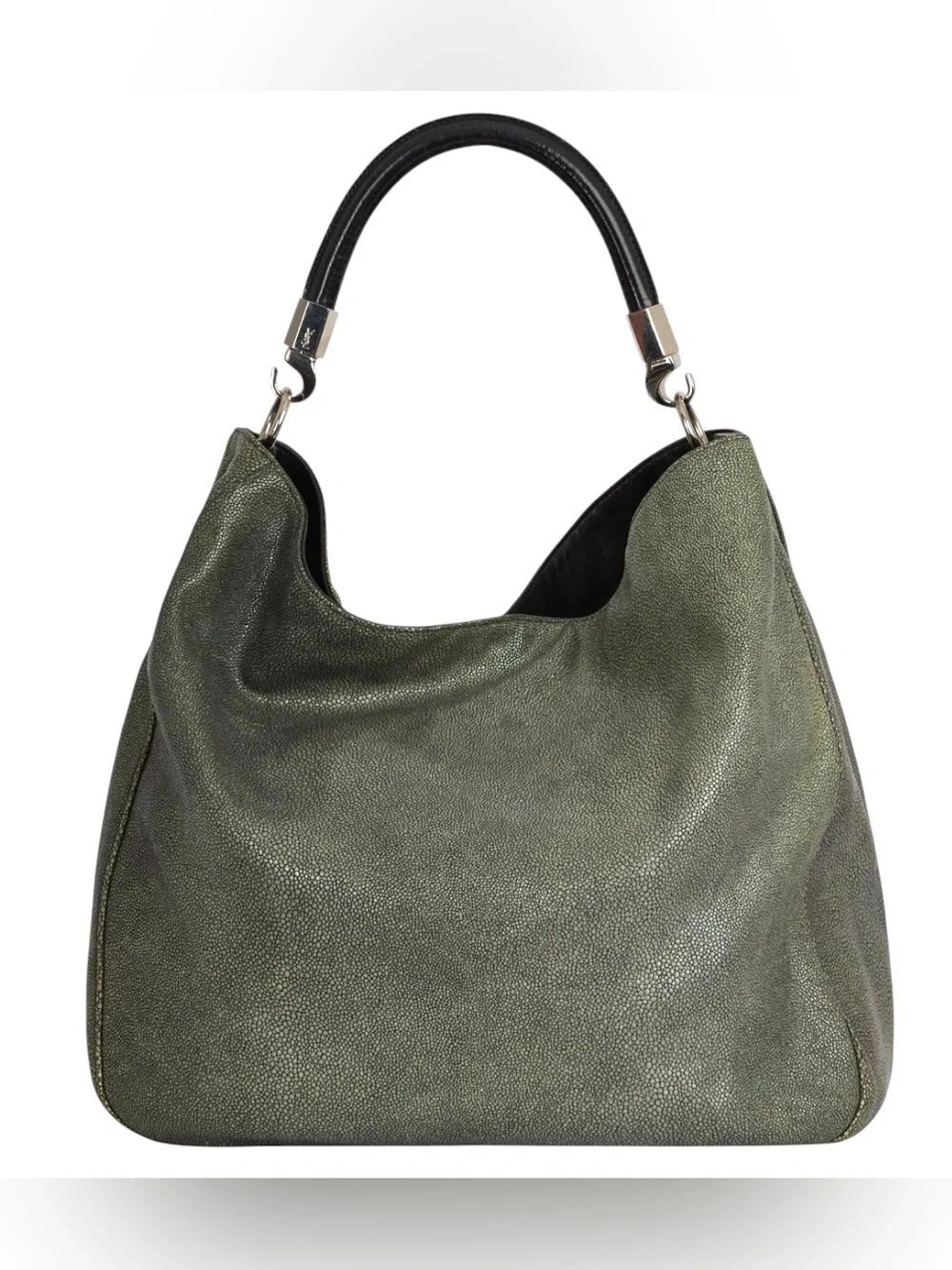 Yves Saint Laurent Vintage Olive Gray Exotic YSL Rive Gauche Roadie Hobo Bag